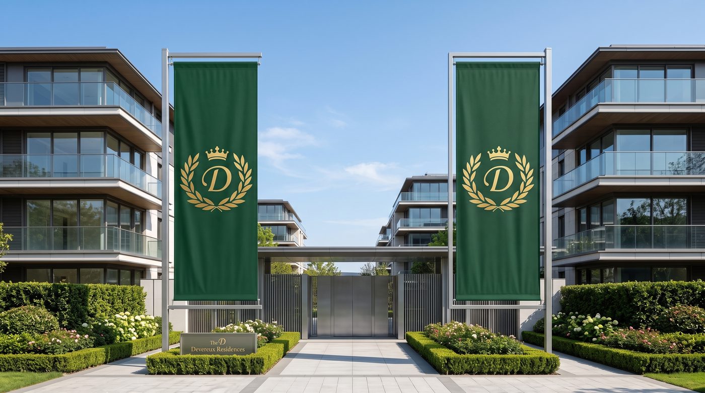 Dobrograd entrance banners